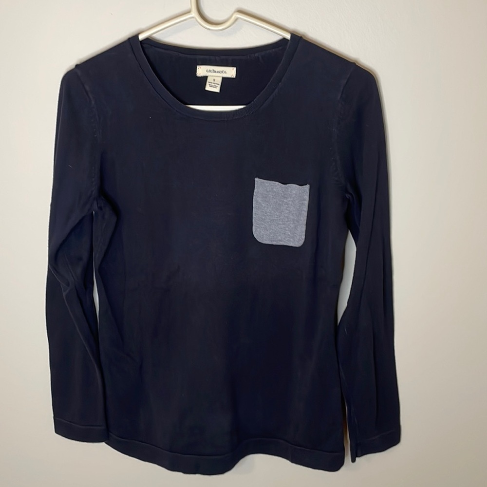 BASS Women’s Small Black & Gray Crew Neck‎ Long Sleeve Sweater Preppy Normcore